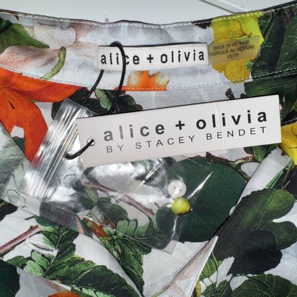 NWT Alice + Olivia Cailin Size XS Button Front Mini Dress in Tropical Sunrise - Picture 7 of 15